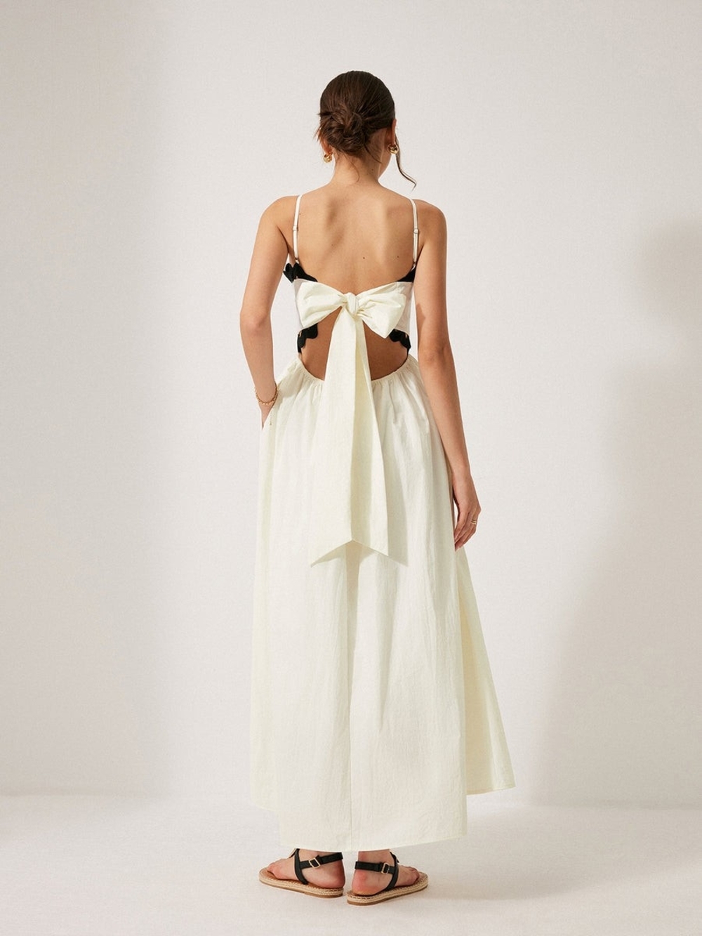 Commense Scalloped Trim Back Tie Dress M - Picture 7 of 7